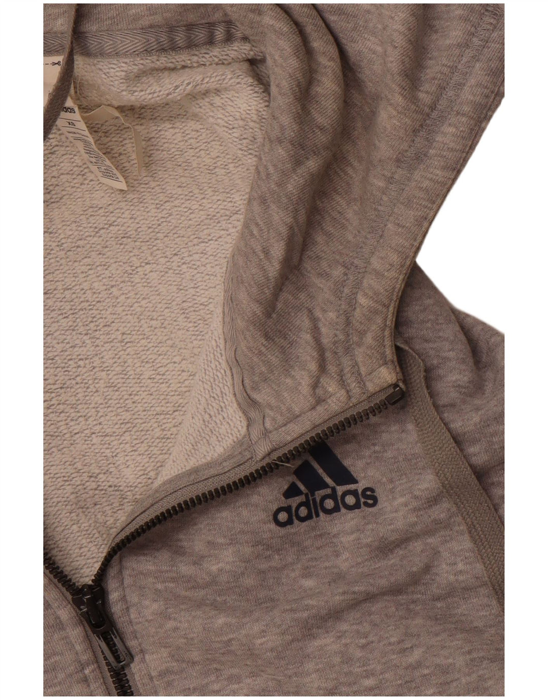 Adidas Dame Oversized Hættetrøje Sweater med lynlås UK 6 XS Grå Bomuld