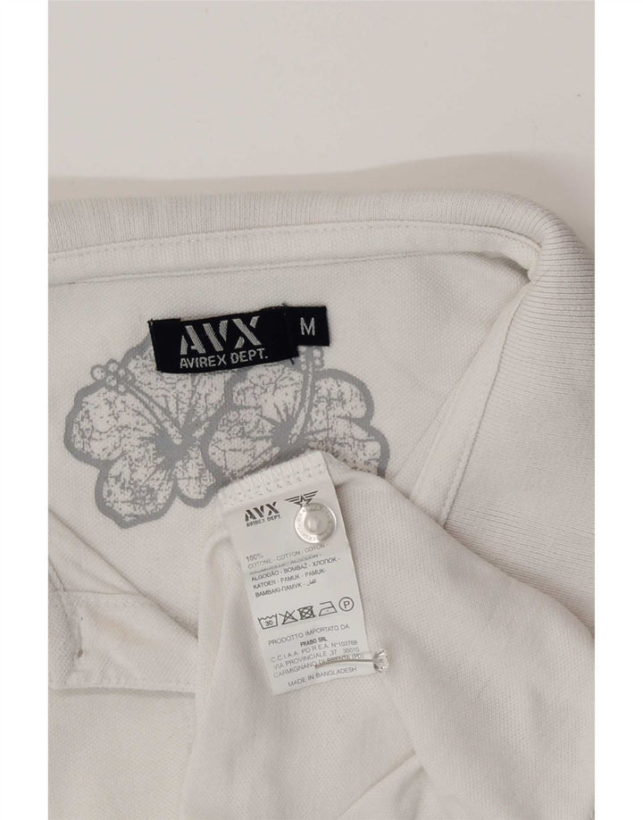 Avirex Dame Polo Shirt UK 12 Medium White Bomuld