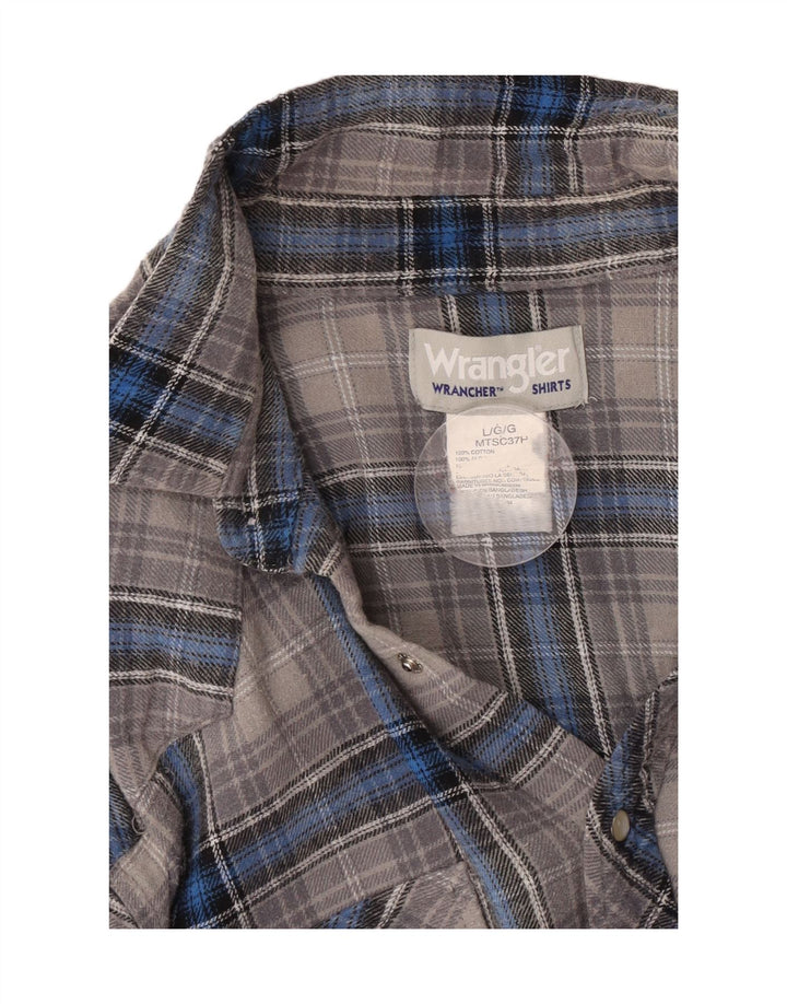 Wrangler herre flannelskjorte stor grå ternet bomuld