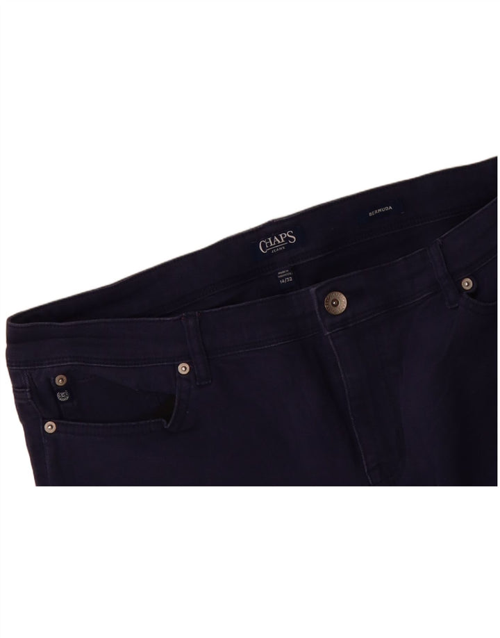CHAPS Womens Bermuda Denim Shorts US 14 XL W36 Navy Blue Cotton