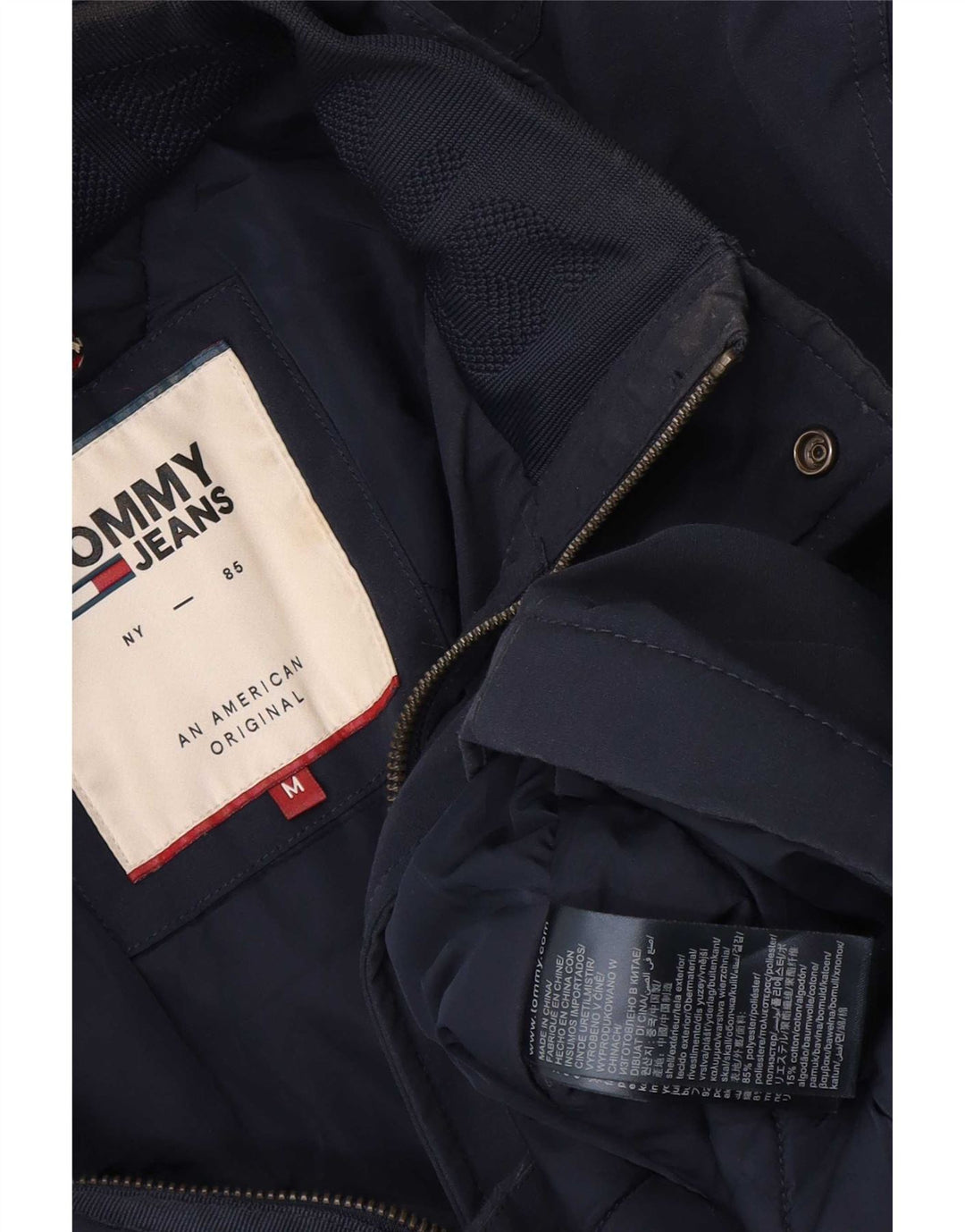 Tommy Hilfiger Herre Hooded Windbreaker Coat UK 38 Medium Navy Blue