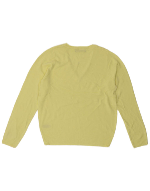 MARKS & SPENCER Dame V-hals sweater UK 10 Lille gul akryl