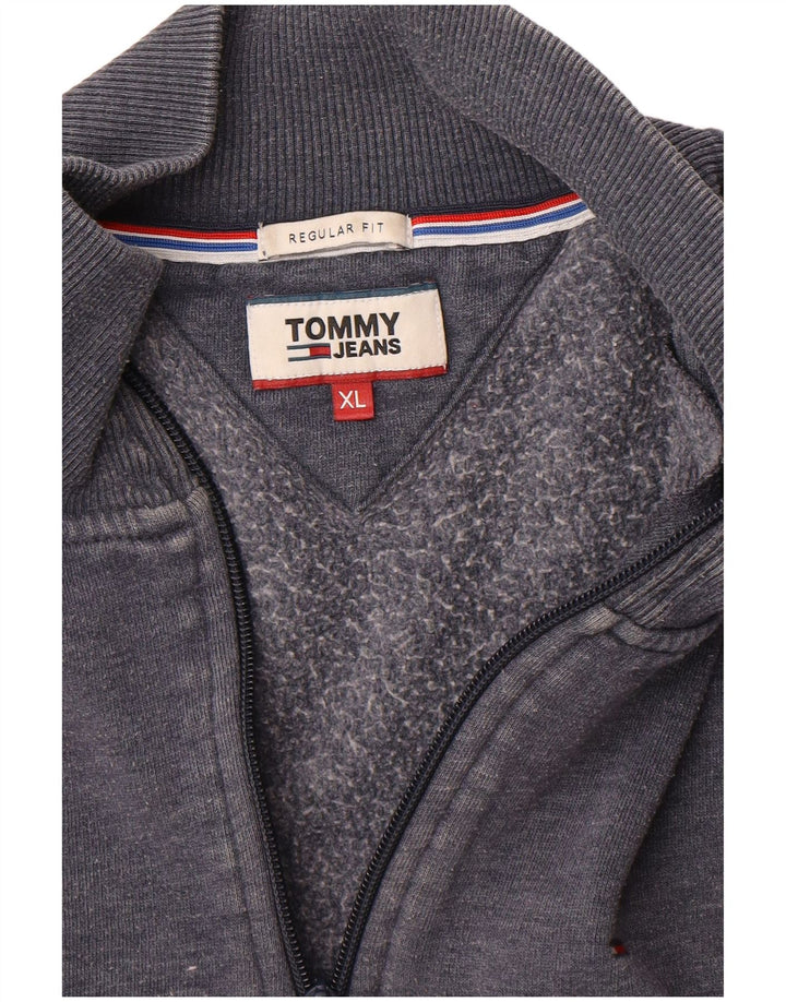 TOMMY HILFIGER Mens Regular Fit Zip Neck Sweatshirt Jumper XL Navy Blue