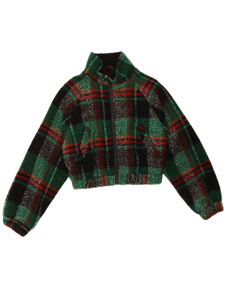Urban Outfitters Womens Crop Oversized bomberjakke UK 6 XS Grøn Plaid