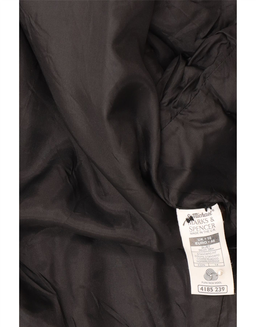 Marks & Spencer Dame 1-knaps blazerjakke UK 16 Stor sort uld