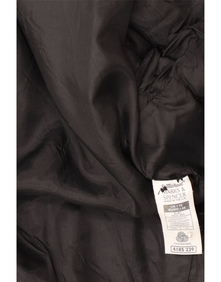 Marks & Spencer Dame 1-knaps blazerjakke UK 16 Stor sort uld