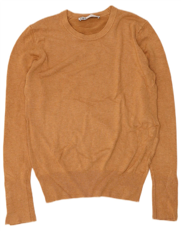 Zara Dame Jumper Sweater UK 16 Stor Beige