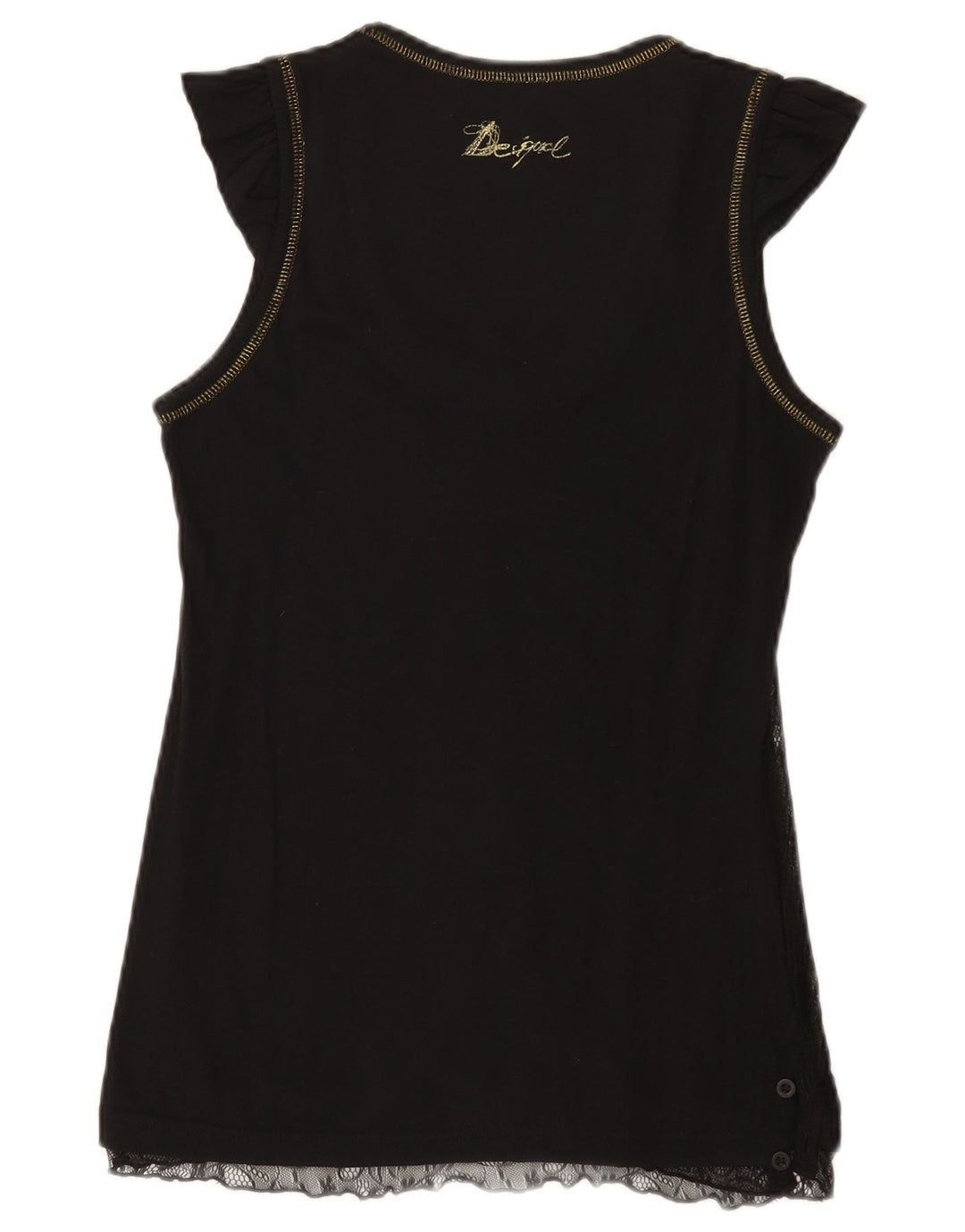 Desigual Damevest Top UK 14 Stor Sort Bomuld