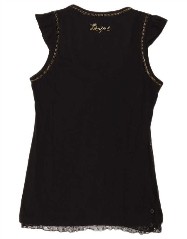 Desigual Damevest Top UK 14 Stor Sort Bomuld