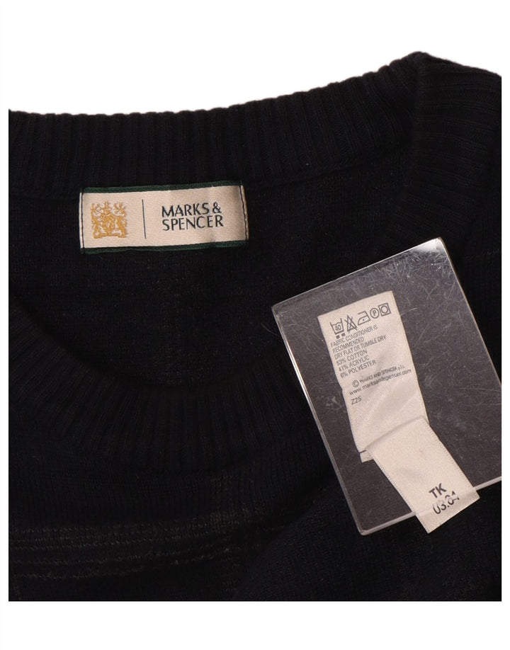 Marks & Spencer Herre sweater med rund hals XL marineblå ternet bomuld
