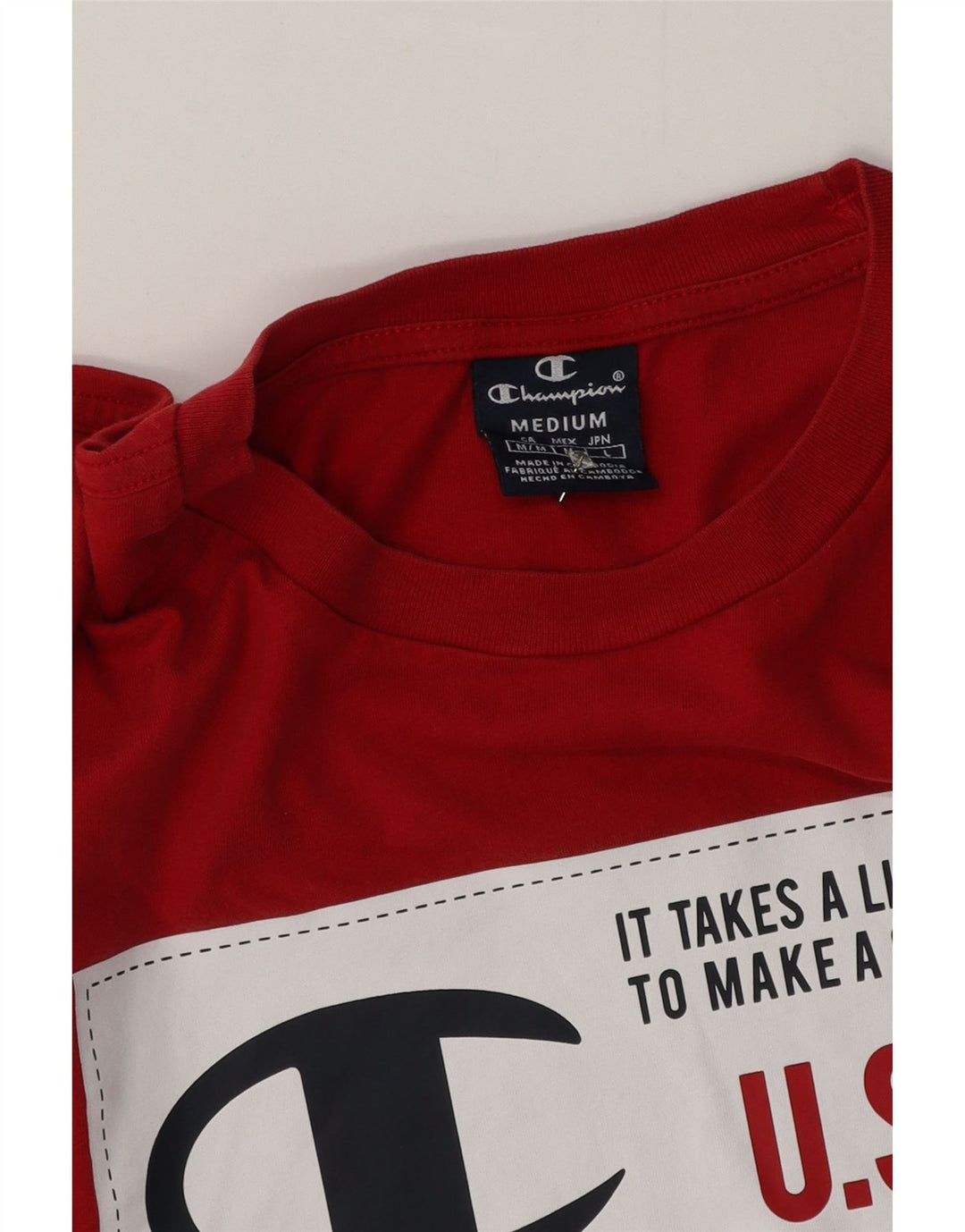 Champion Herre Grafisk T-Shirt Top Medium Rød