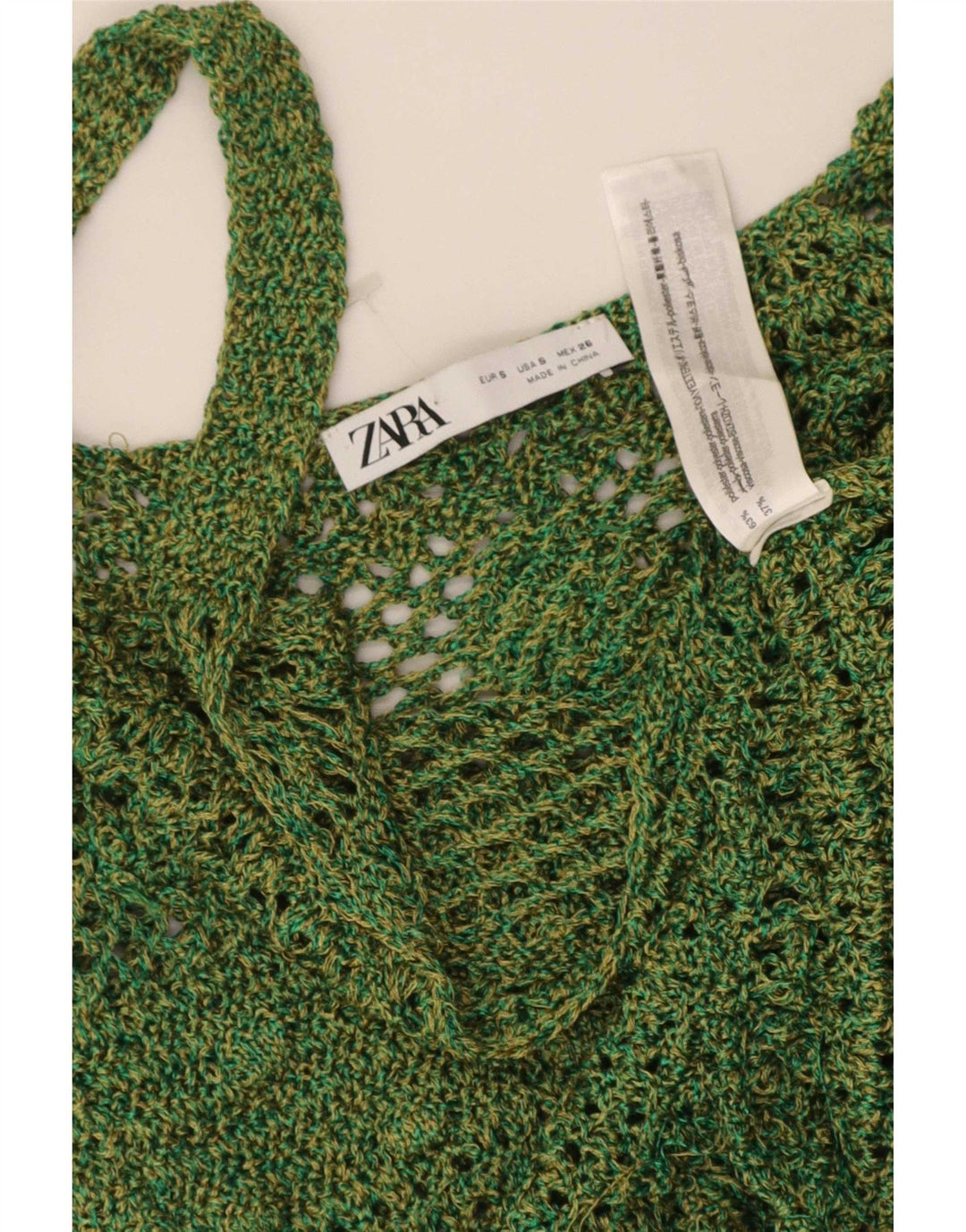 Zara Hæklet Cami Top UK 8 Lille grøn polyester