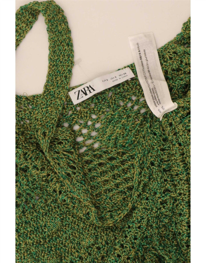 Zara Hæklet Cami Top UK 8 Lille grøn polyester