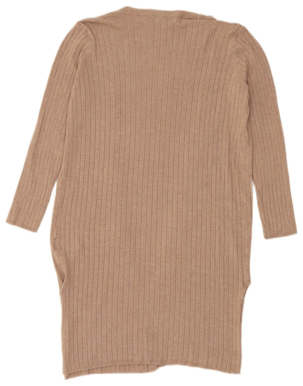 Marks & Spencer Dame Longline Åben Cardigan Sweater UK 10 Small Beige