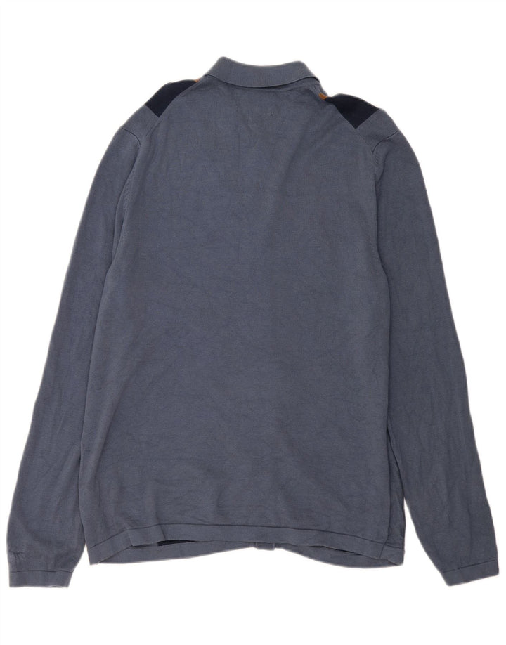 Marks & Spencer Herre cardigan sweater Stor blå stribet bomuld
