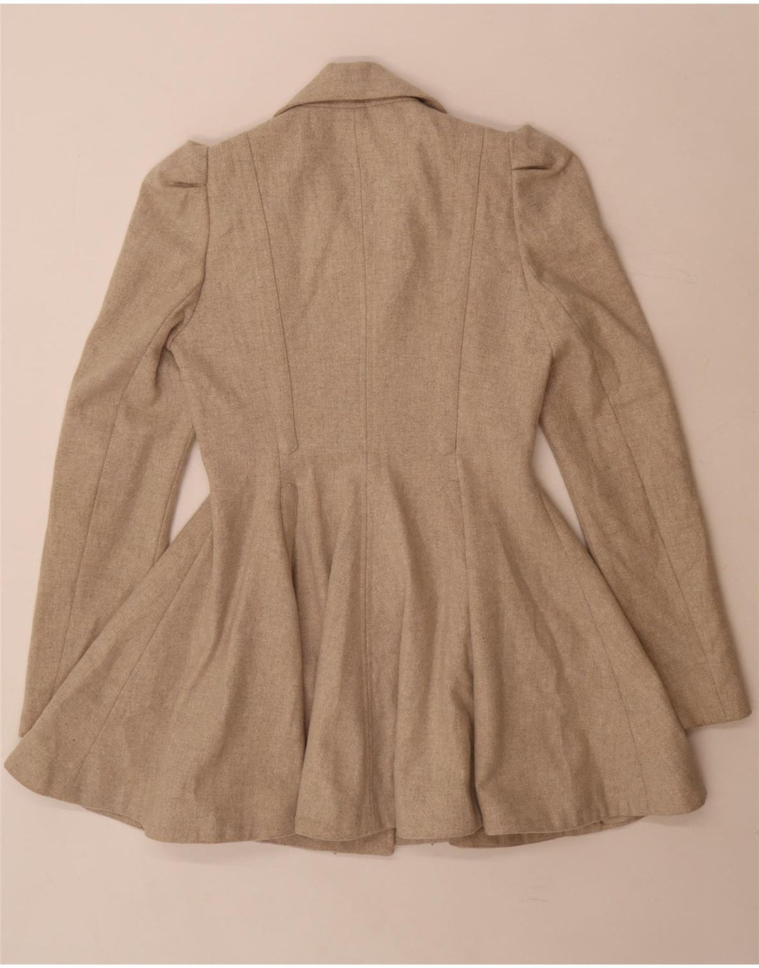Topshop Dame Prinsesse Frakke UK 8 Lille Beige Uld