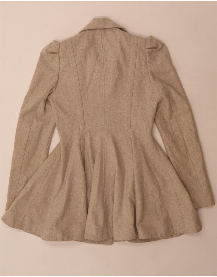 Topshop Dame Prinsesse Frakke UK 8 Lille Beige Uld