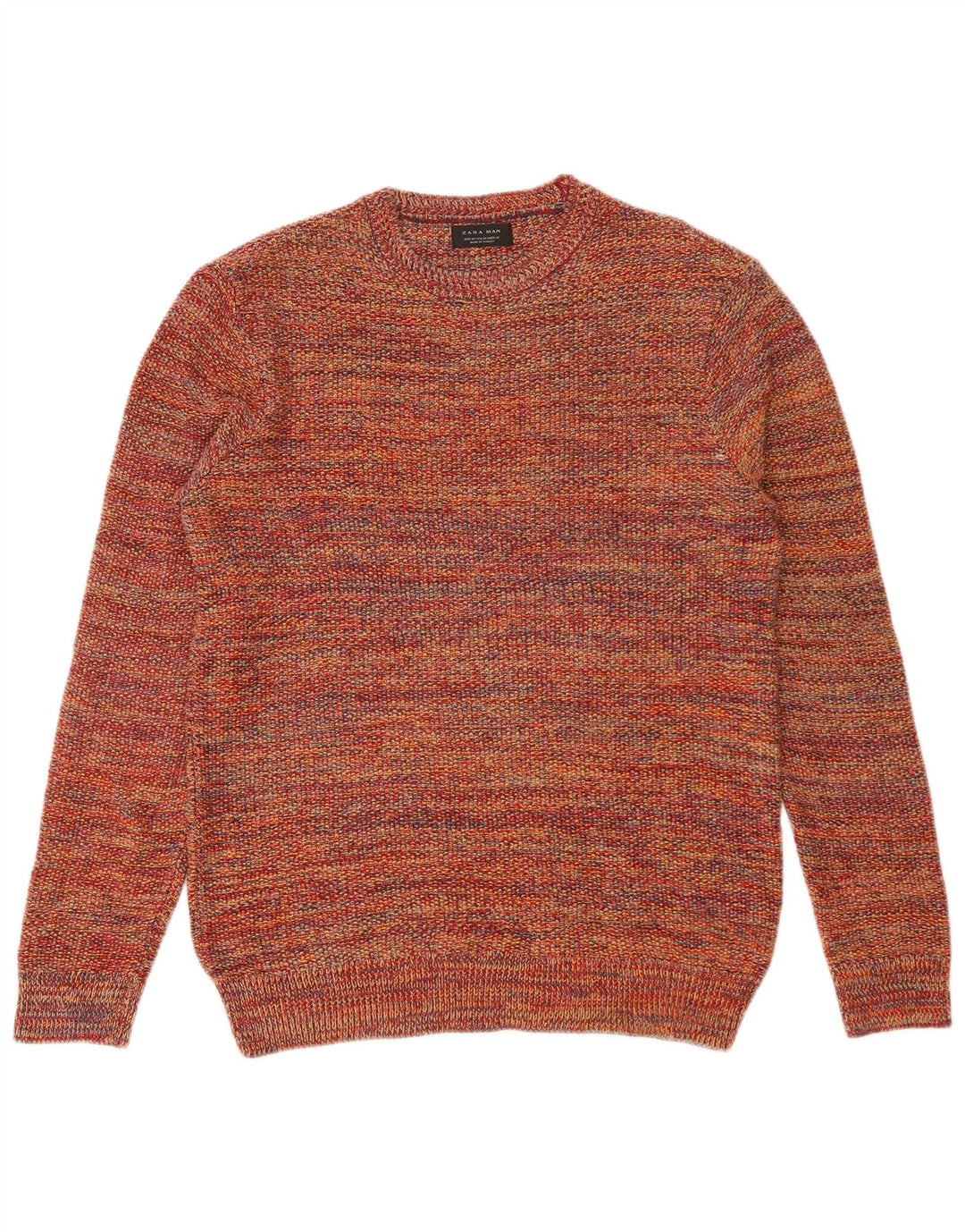 Zara mænds rund hals sweater medium flerfarvet flækket akryl
