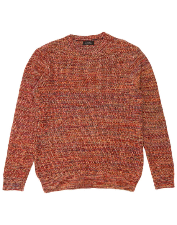 Zara mænds rund hals sweater medium flerfarvet flækket akryl