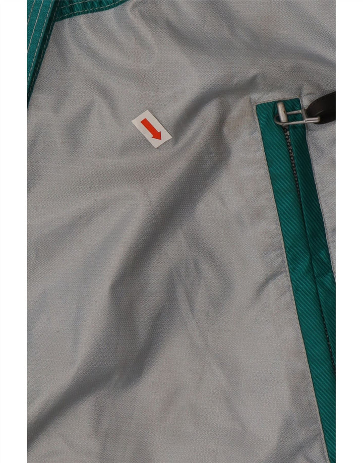 Vintage Herre grafisk skijakke EU 48 Medium Green Colourblock Polyamid