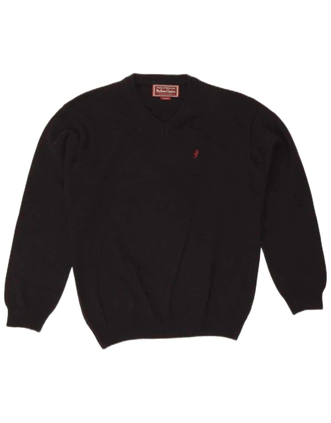 Marlboro Classics Herre V-hals sweater Medium Sort Uld