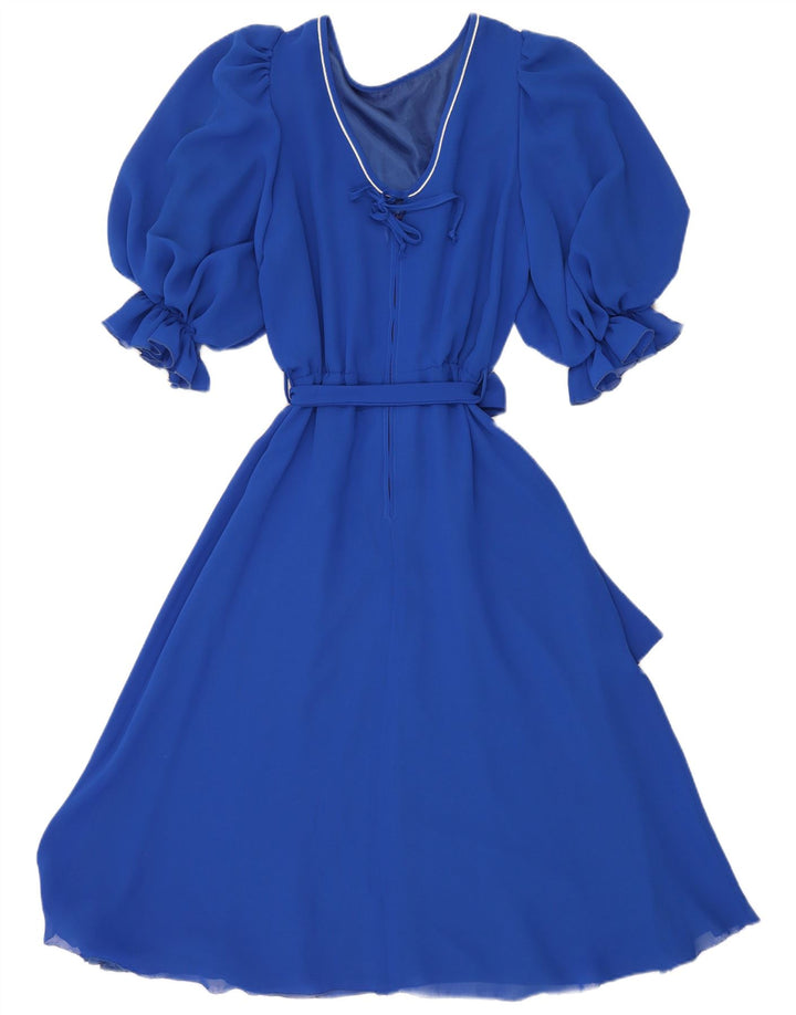 Vintage Dame A-Line Kjole IT 40 Lille Blå Polyester