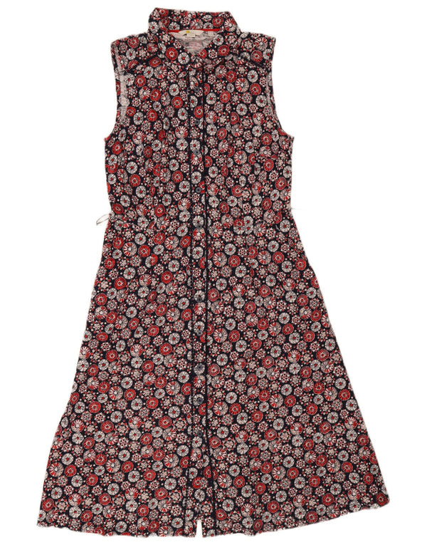 Boden Dame ærmeløs skjortekjole UK 12 Medium Multicolored Floral