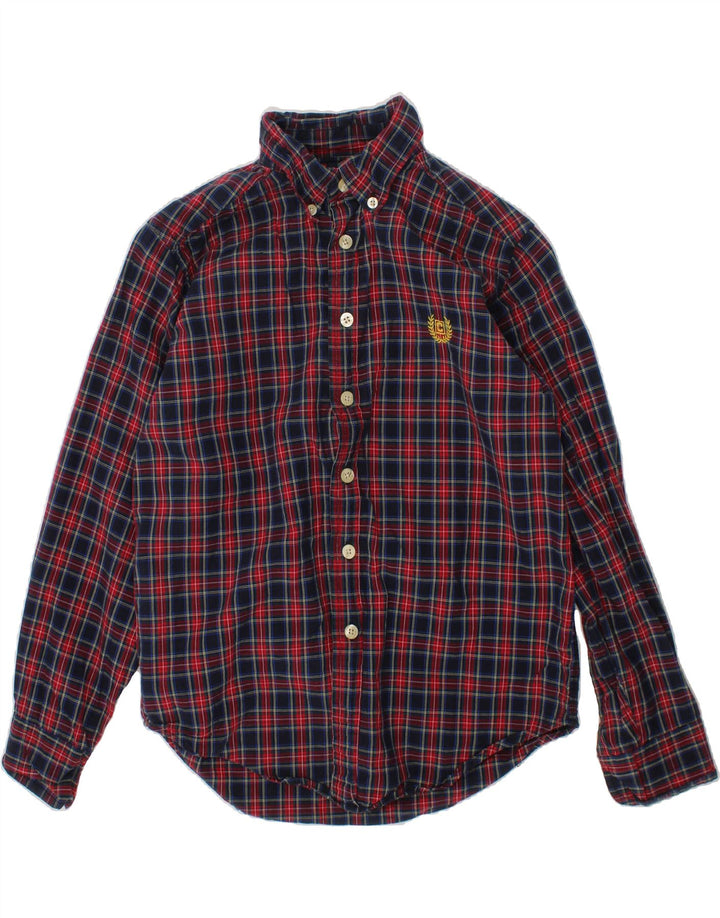 CHAPS Boys Shirt 8-9 Years Small Navy Blue Check Cotton Vintage Chaps and Second-Hand Chaps from Messina Hembry 