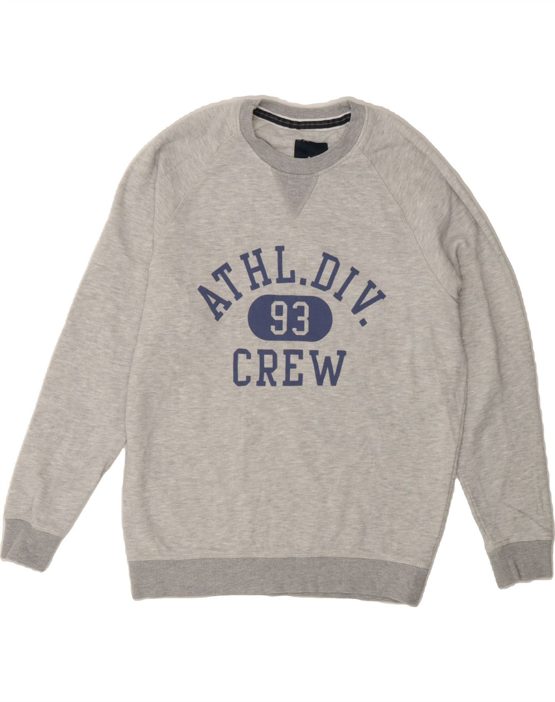 CREW CLOTHING Mens Graphic Sweatshirt Jumper Medium Grey Cotton Vintage Crew Clothing and Second-Hand Crew Clothing from Messina Hembry 