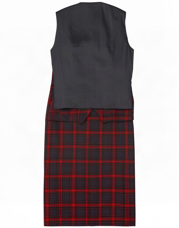 Vintage Womens 2 Piece Skirt Set UK 12 Medium W28 Grey Check