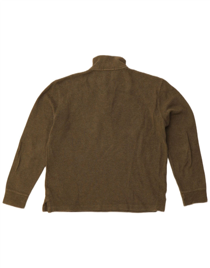 Polo Ralph Lauren Herre Zip Neck Sweatshirt Jumper Small Khaki Bomuld