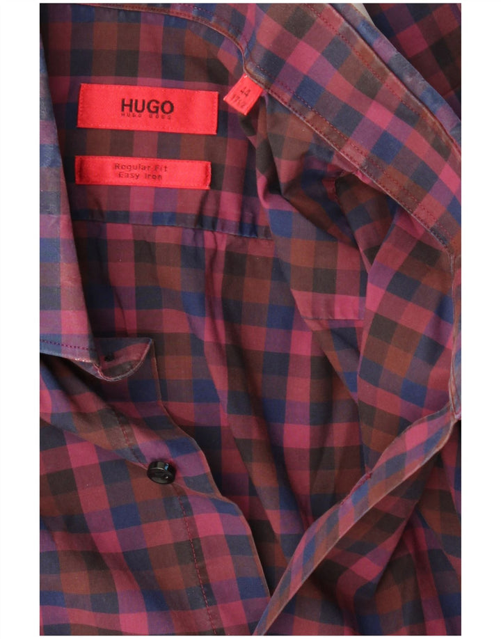 HUGO BOSS Herreskjorte str. 44 17 1/2 XL Lilla ternet