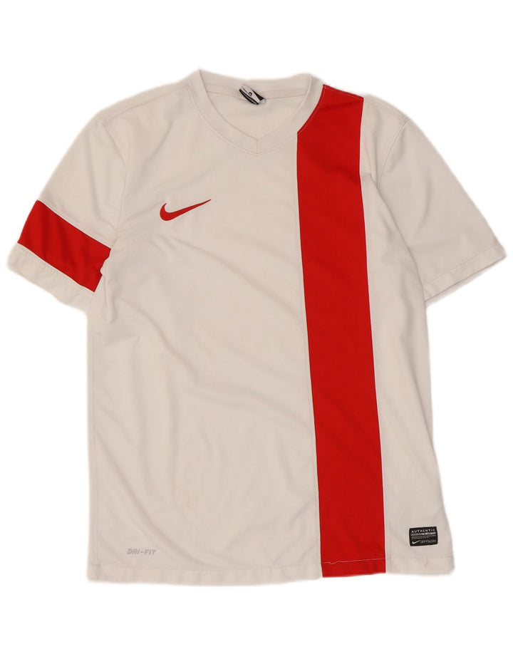 Nike Herre Dri Fit T-shirt Top Medium White Colourblock Polyester