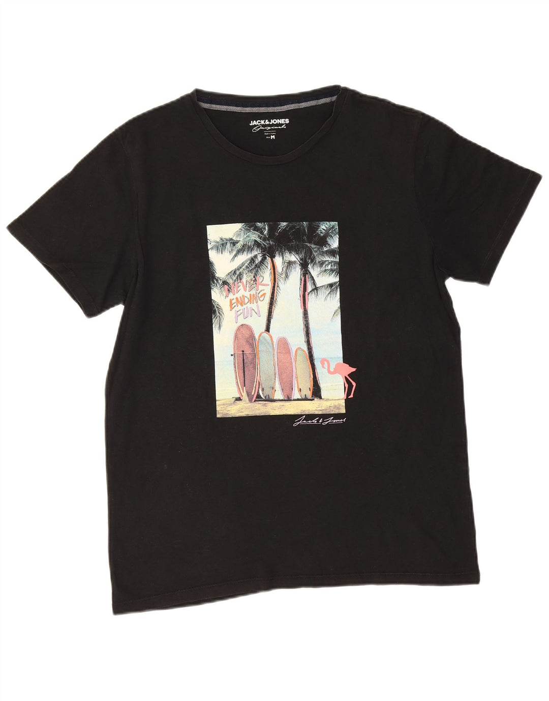 Jack & Jones Herre grafisk T-shirt Top Medium Sort