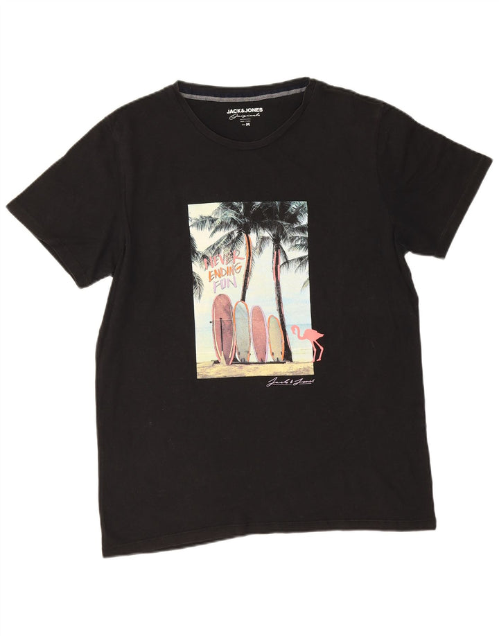 Jack & Jones Herre grafisk T-shirt Top Medium Sort