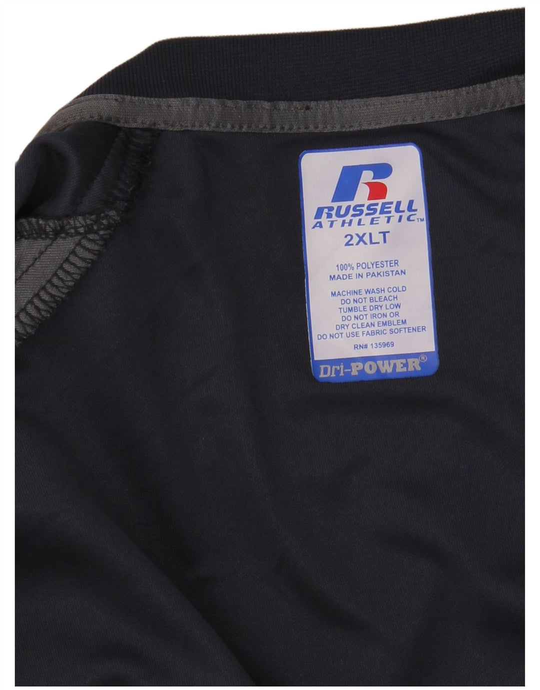 RUSSELL ATHLETIC Herre høj T-shirt Top 2XL Marineblå Colourblock Polyester