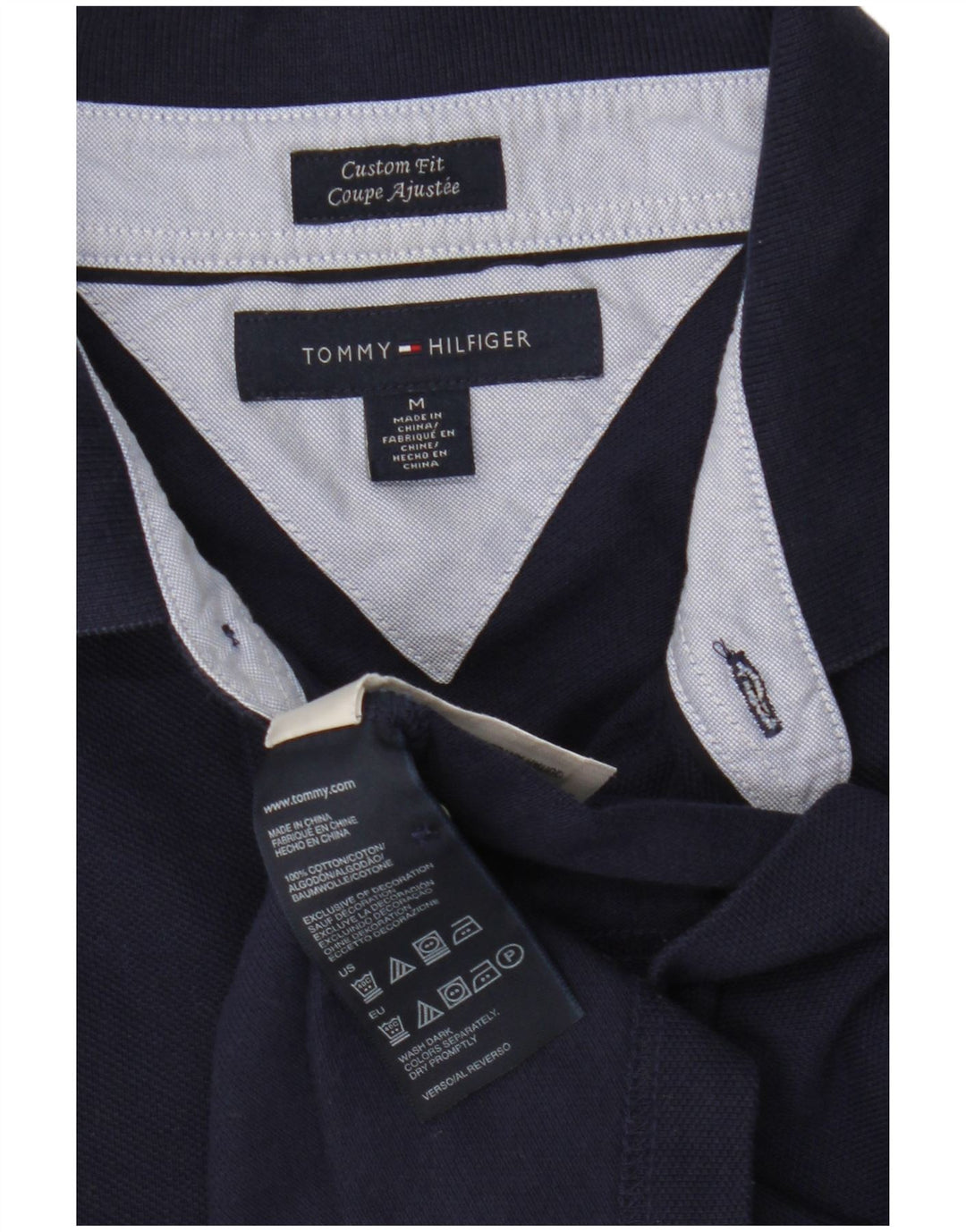 Tommy Hilfiger Herre Custom Fit Polo Shirt Medium Navy Blue Bomuld