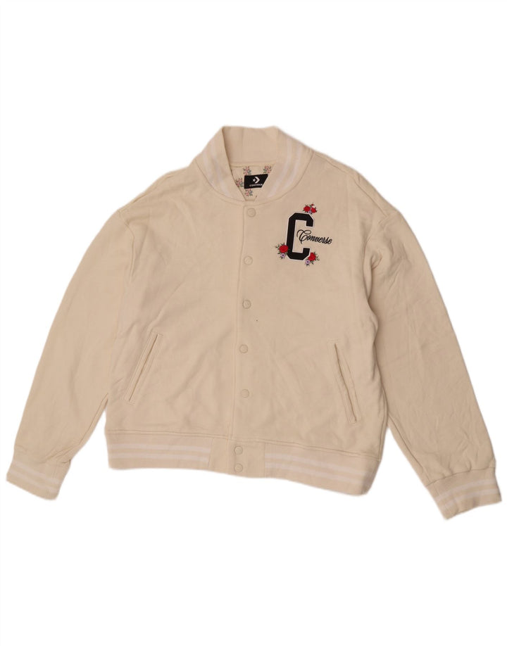 Converse Grafisk Varsity-jakke til kvinder UK 18 XL Hvidstribet bomuld