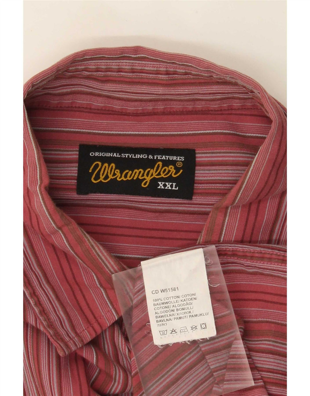 Wrangler herreskjorte 2XL rødstribet bomuld