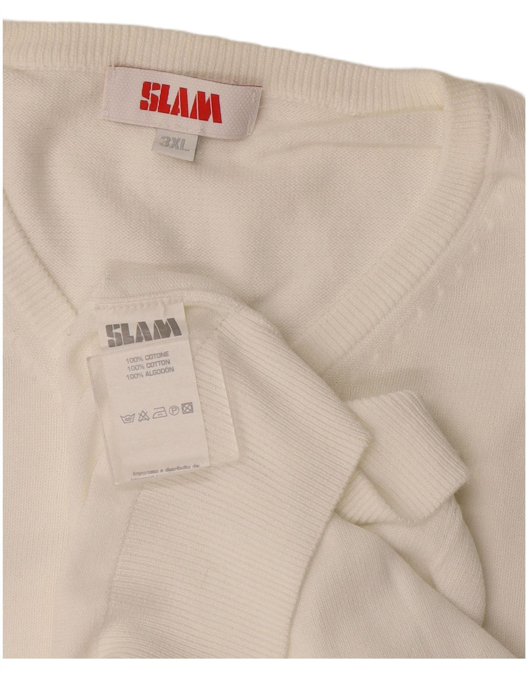 Slam Herre V-hals sweater 3XL Hvid Bomuld