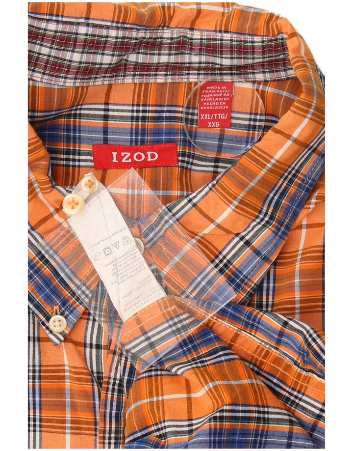 IZOD Mens Big & Tall Shirt 2XL Orange Check Cotton