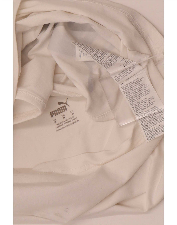 Puma Womens Crop Grafisk Vest Top UK 12 Medium White Bomuld