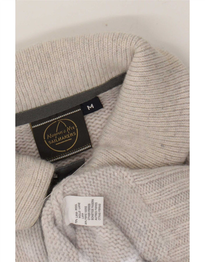 Murphy & Nye Herre Polo Neck Jumper Sweater Medium Grey Colourblock Uld