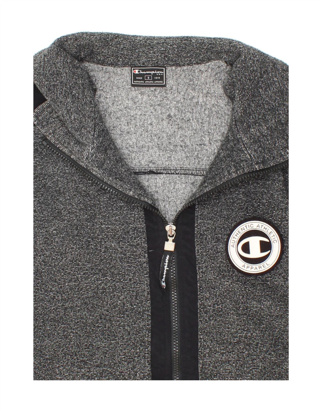 CHAMPION Mens Oversized Fleece Jacket UK 36 Small Black Colourblock Vintage Champion and Second-Hand Champion from Messina Hembry 