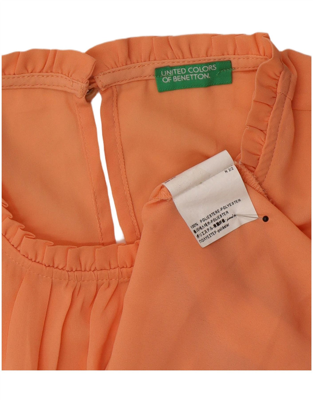 Benetton Damebluse Top UK 14 Medium Orange Polyester