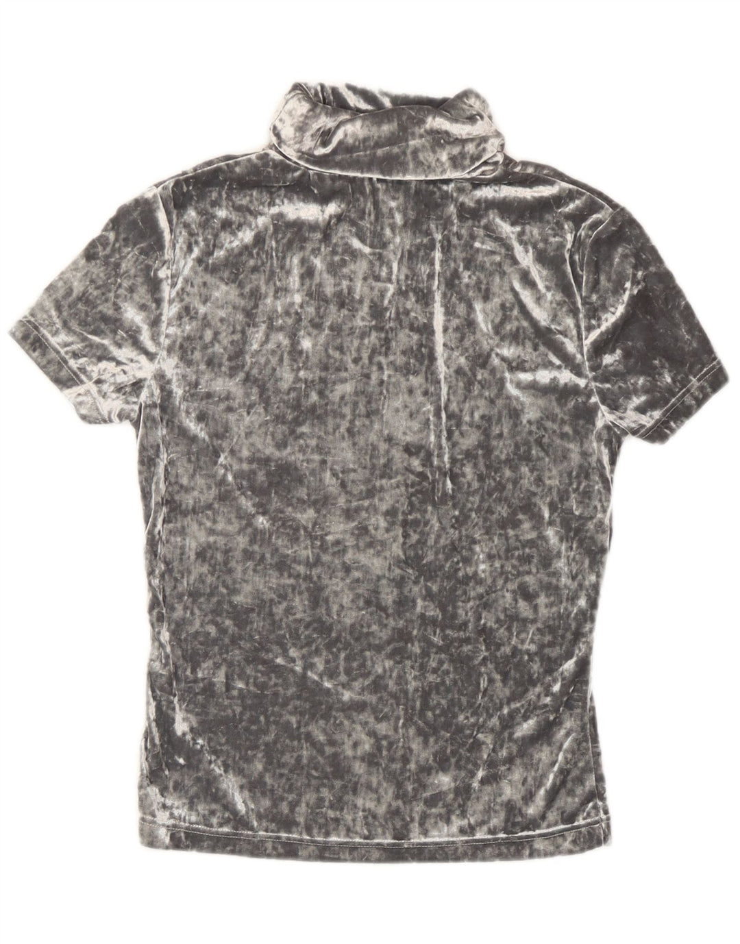 Vintage dame velour T-shirt top UK 12 mellemgrå polyester