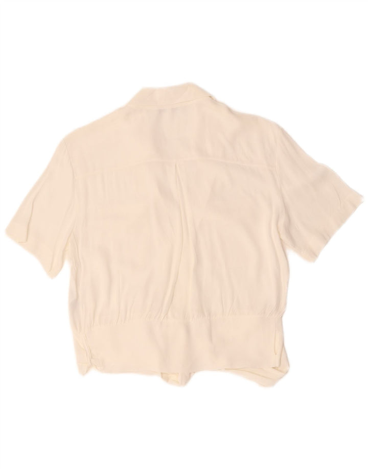 Patrizia Pepe Dame Front Tie Kortærmet Skjorte Bluse IT 42 Medium White