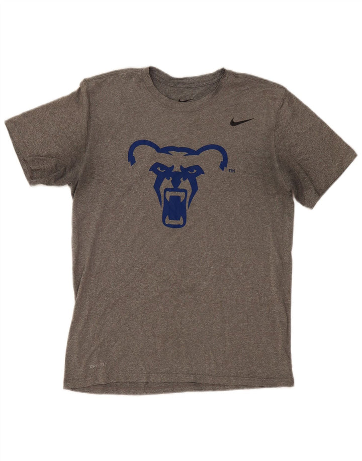 Nike Dame Dri Fit Grafisk T-Shirt Top UK 14 Medium Grey Polyester