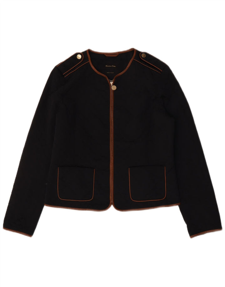Massimo Dutti Dame Militær Quiltet Jakke UK 16 Large Navy Blue