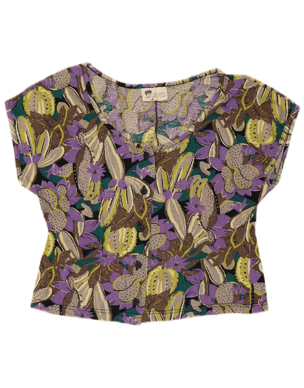Vanita Womens Crop Shirt Bluse UK 14 Large Multicolored Floral